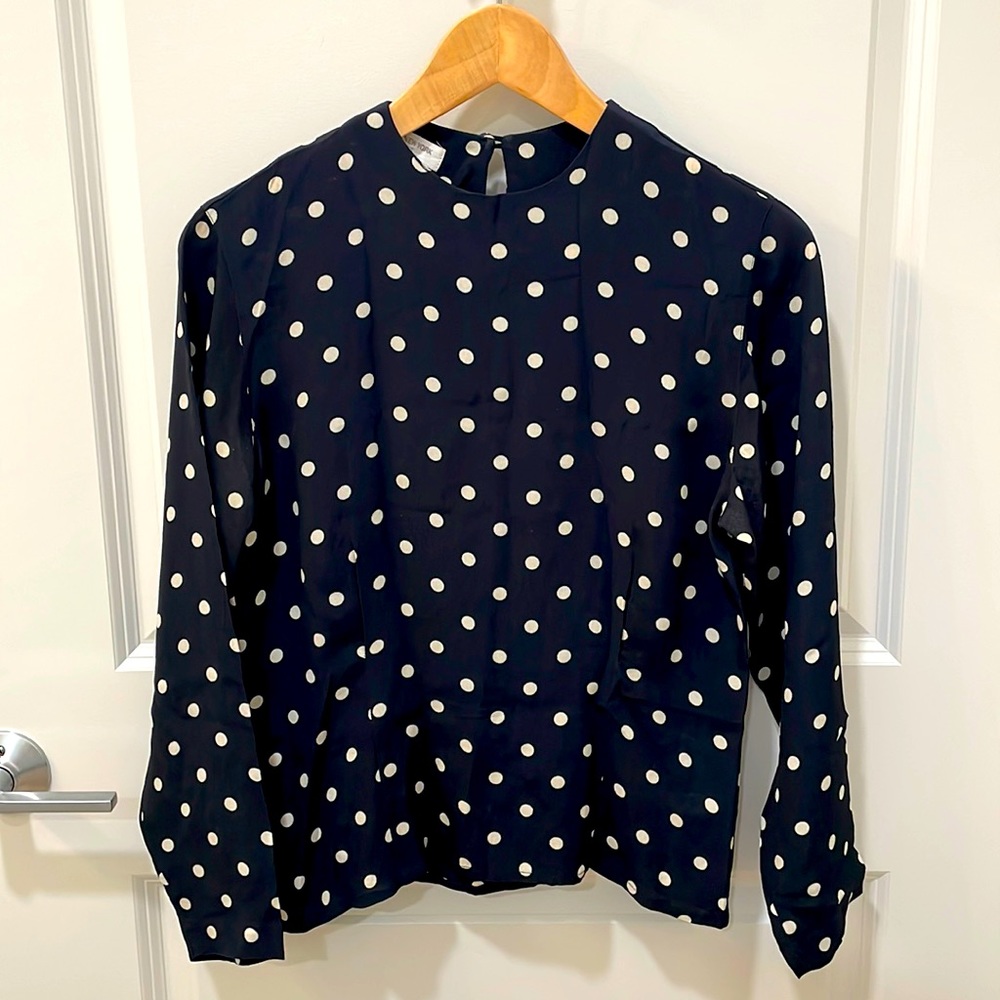 Long Sleeves Petite Polka-dots Blouse, size 4
